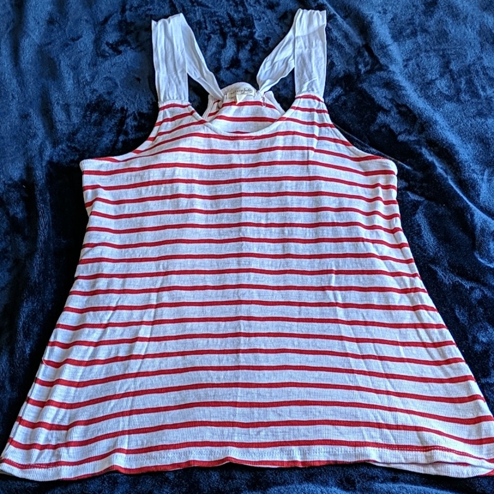 Maison Jules knit red striped tank top